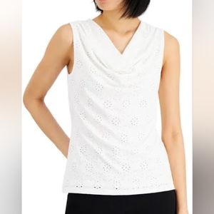 Kasper Eyelet Sleeveless Top - Size PS